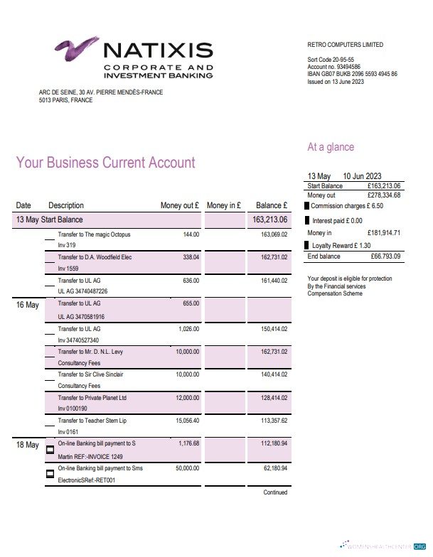 Natixis Algerie bank proof of address bank statement template in Word and PDF format